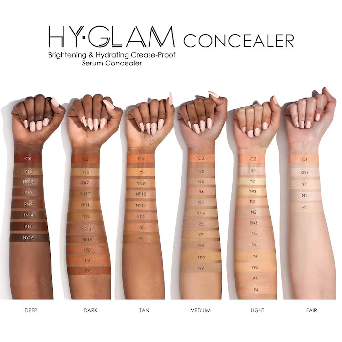 NATASHA DENONA 
Hy-Glam Brightening & Hydrating Medium to Full Coverage Crease Proof Serum Concealer