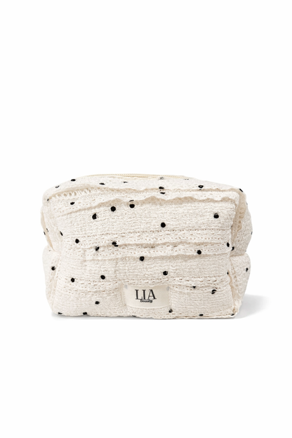 Cream dots beauty bag